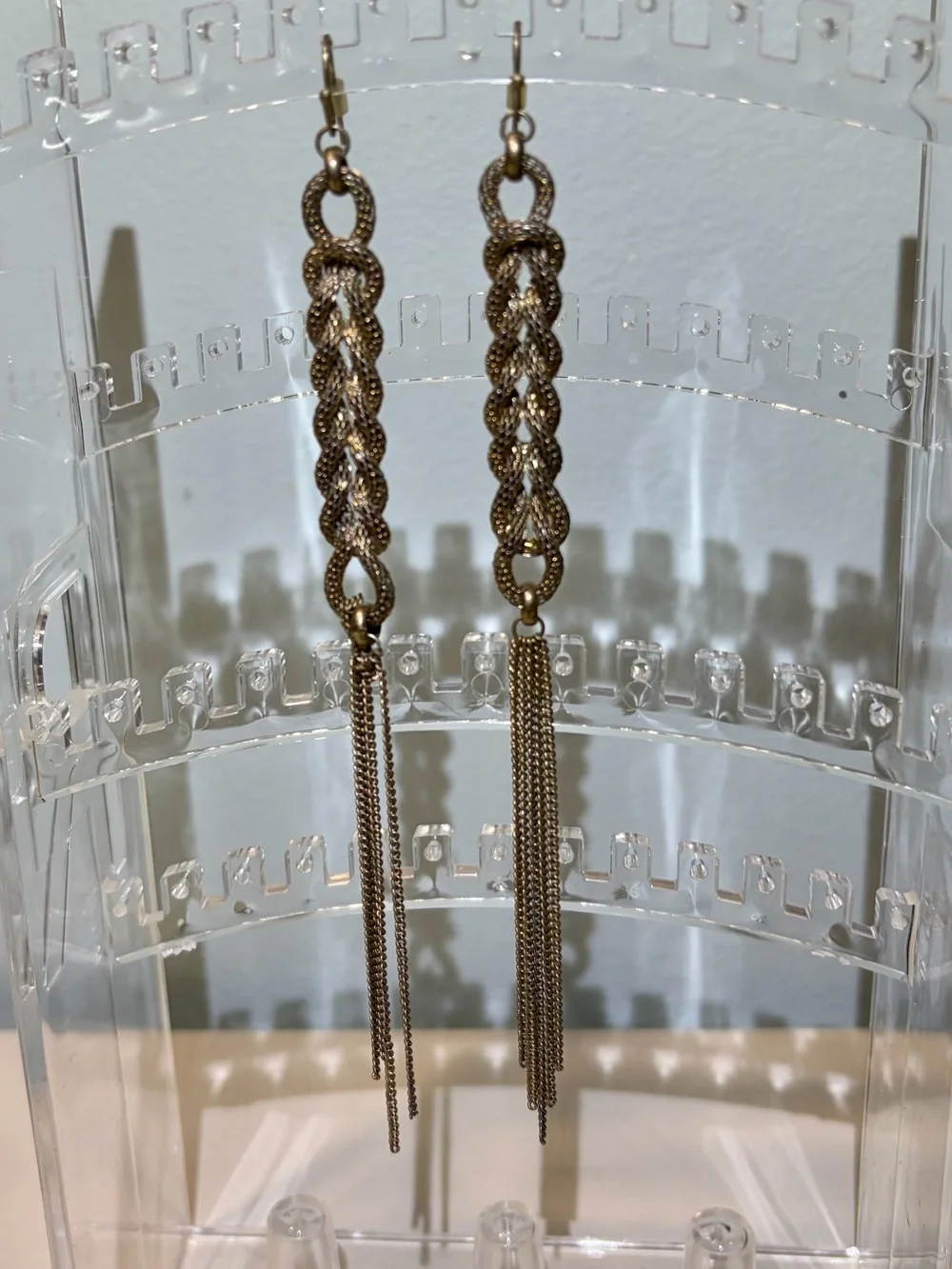 6” Long Braided Chain Tassel Fringe Drop Pierced statement Earrings
